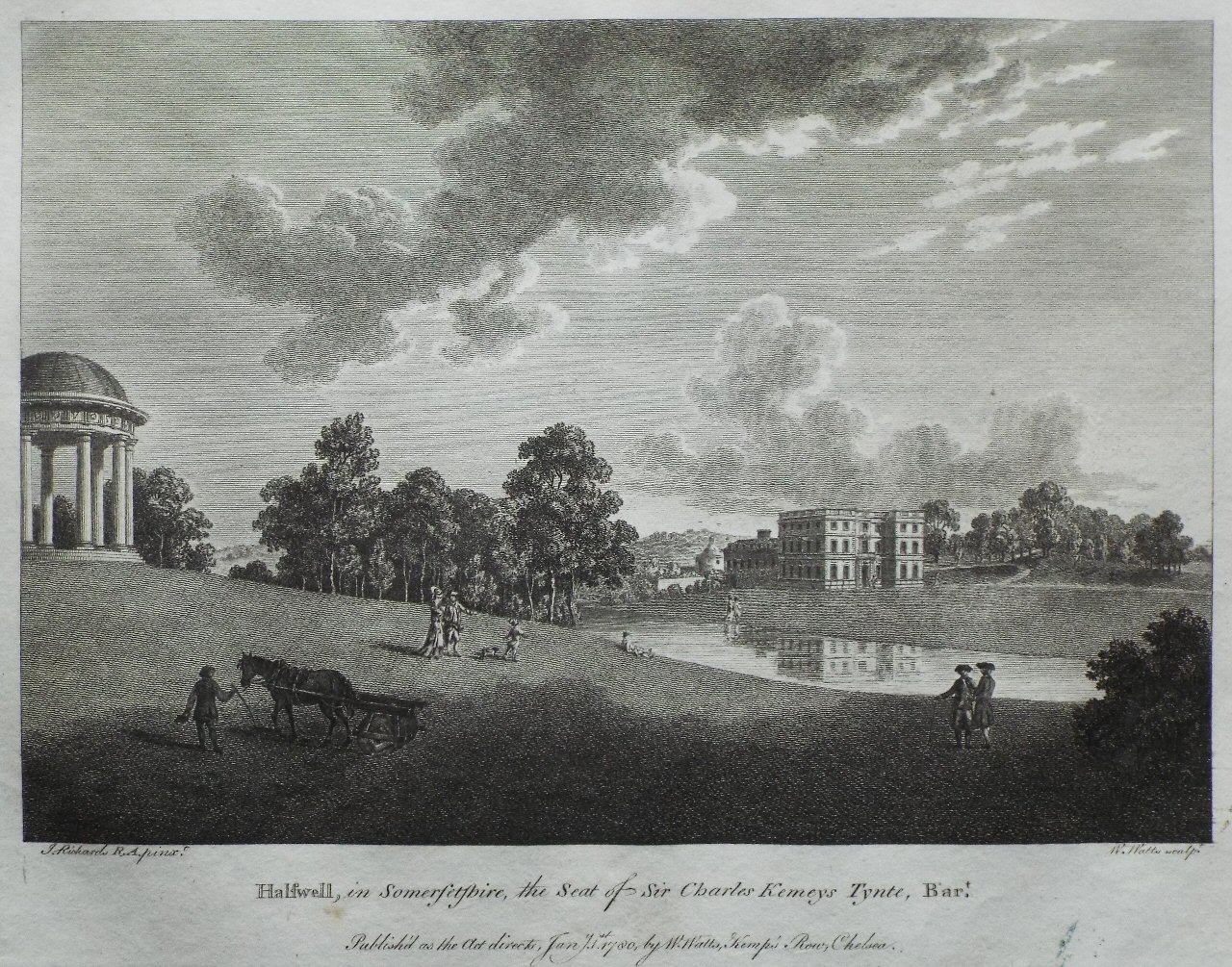 Print - Halswell, in Somersetshire, the Seat of ir Charles Kemeys Tynte, Bart. - Watts